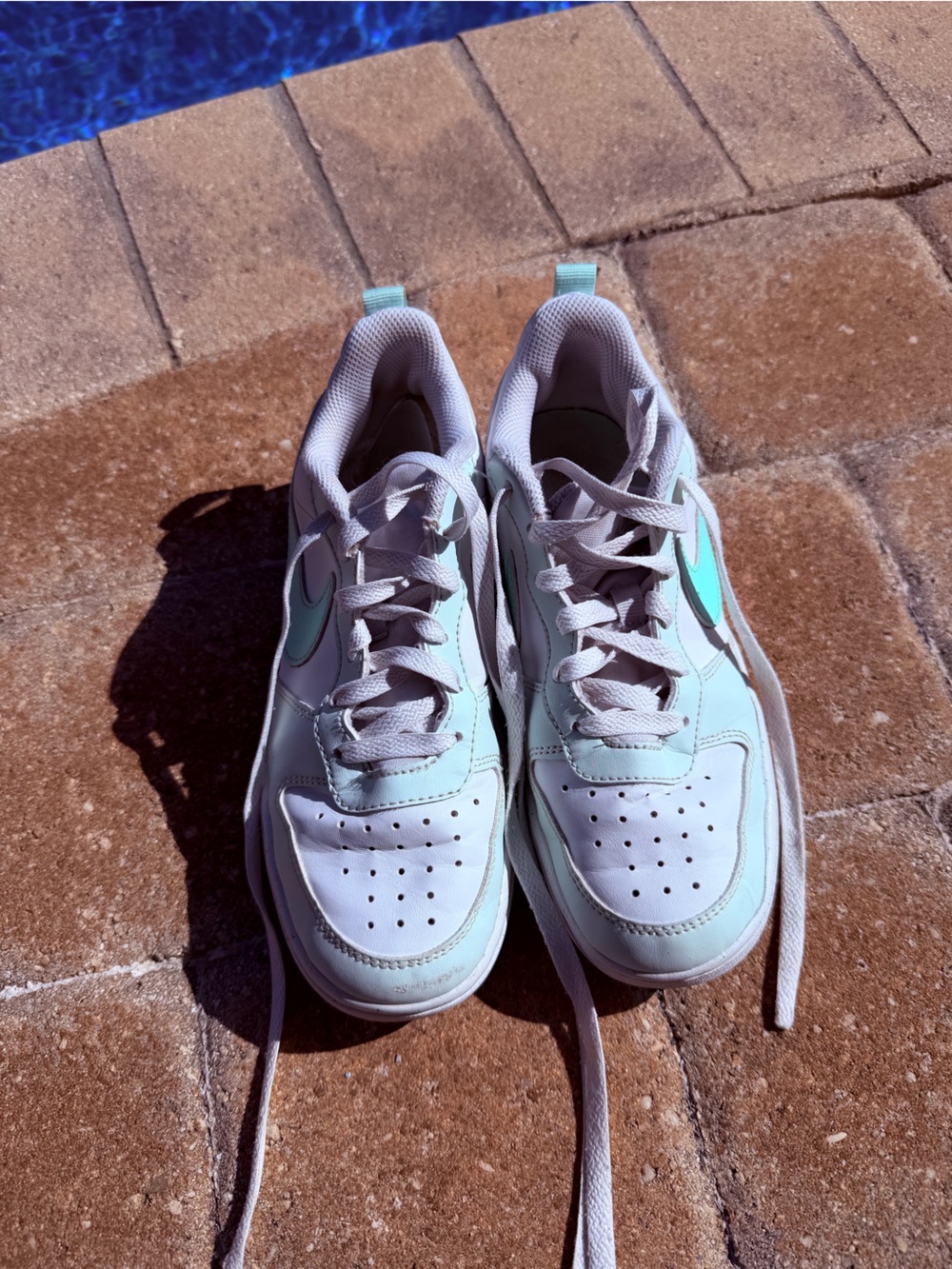 Nike Court Borough Low Recraft Kids Sneakers – White & Mint Green – Size 4Y
